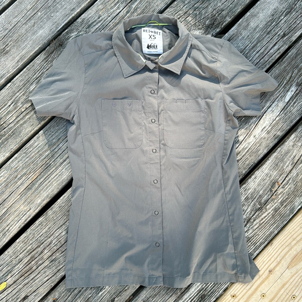 REI Bike Shop Uniform Button T Shirt